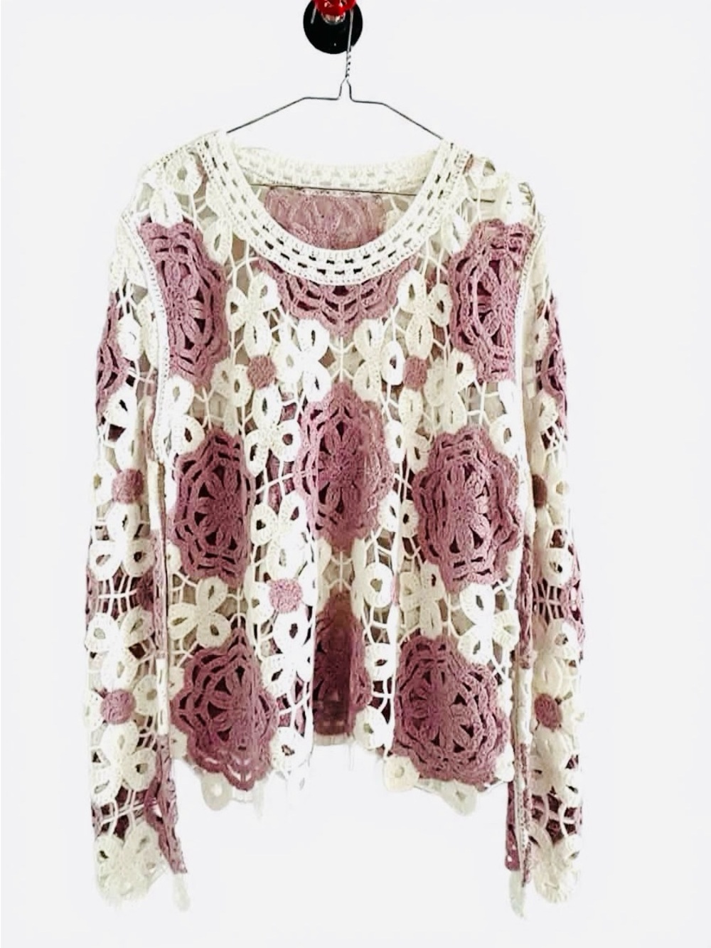 Cram crochet open weave sweater